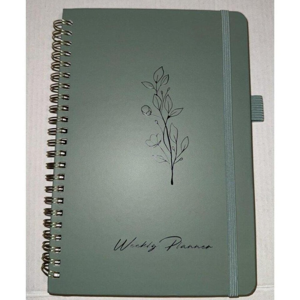 Undated Weekly Planner To Do List Notebook Habit Tracker Pen‎ Holder Green Dots